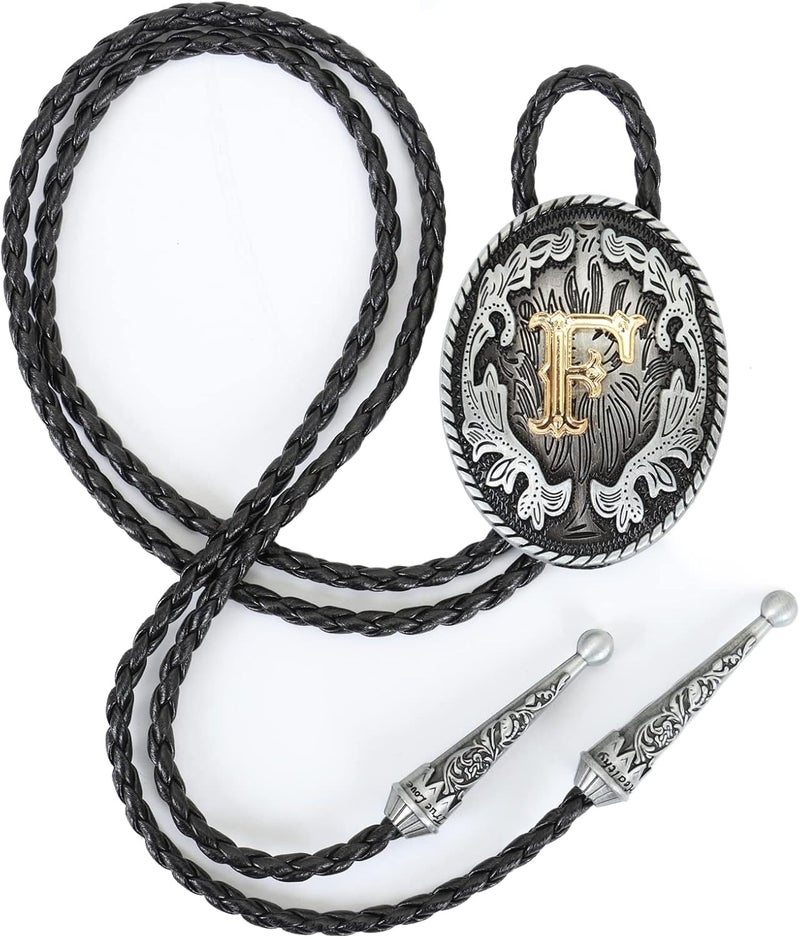 Wentur Bolo Tie for Men - Western Bolo Ties Alphabet Initial Letter ABCDJMR to Z - Western Cowboy Bolo Tie for Women Cowgirl - Image 1